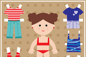 Paper Doll With Clothes Set