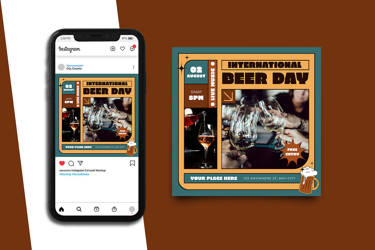 Beer Day Instagram Post Template, a Social Media Template by Artnivora.Std (Photo 2 of 5)