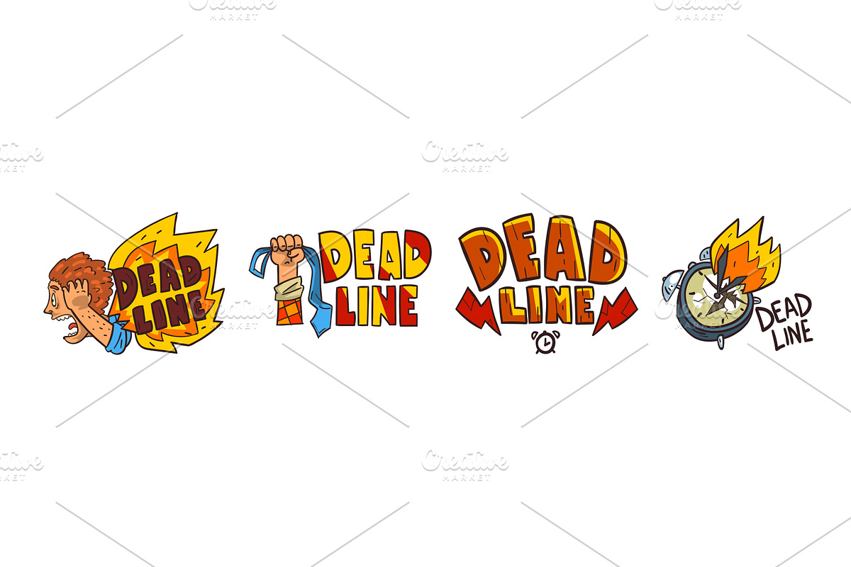Deadline and Working Time Sticker, an Object Illustration by TopVectors