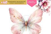 Watercolor Pink butterflies clipart, a Decorative Illustration by VM PARTYS  BY TAIRUMA (Thumbnail 3 of 8)