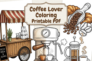 Coffee Lover Coloring Printable PDF