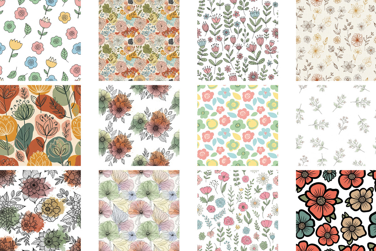 Boho Floral Doodle Patterns Summer P, a Pattern Graphic by Wow Magic (Photo 1 of 3)