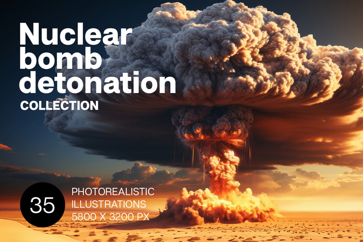 Nuclear bomb detonation. 35 images, an Object Illustration by Handmadefont (Photo 1 of 10)