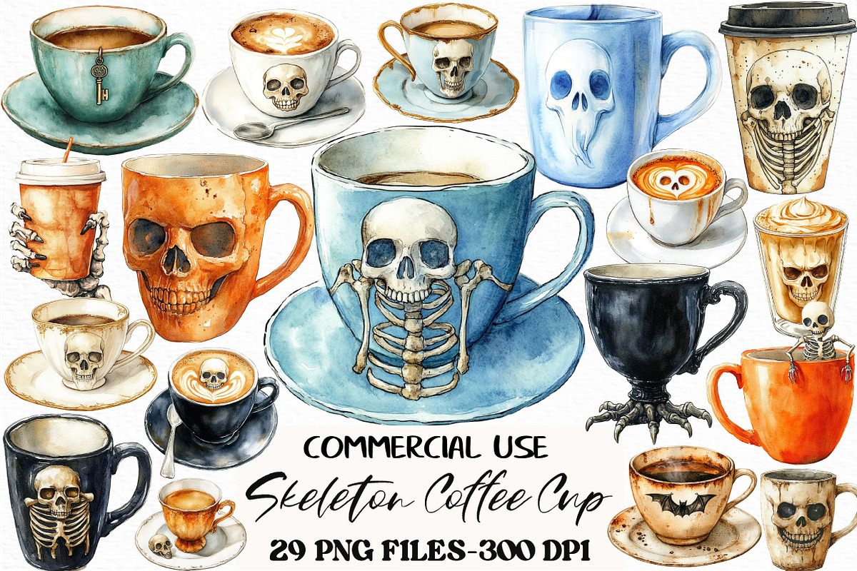 Halloween Skeleton Coffee Cup PNG, an Illustration by Craft Nest (Photo 1 of 6)