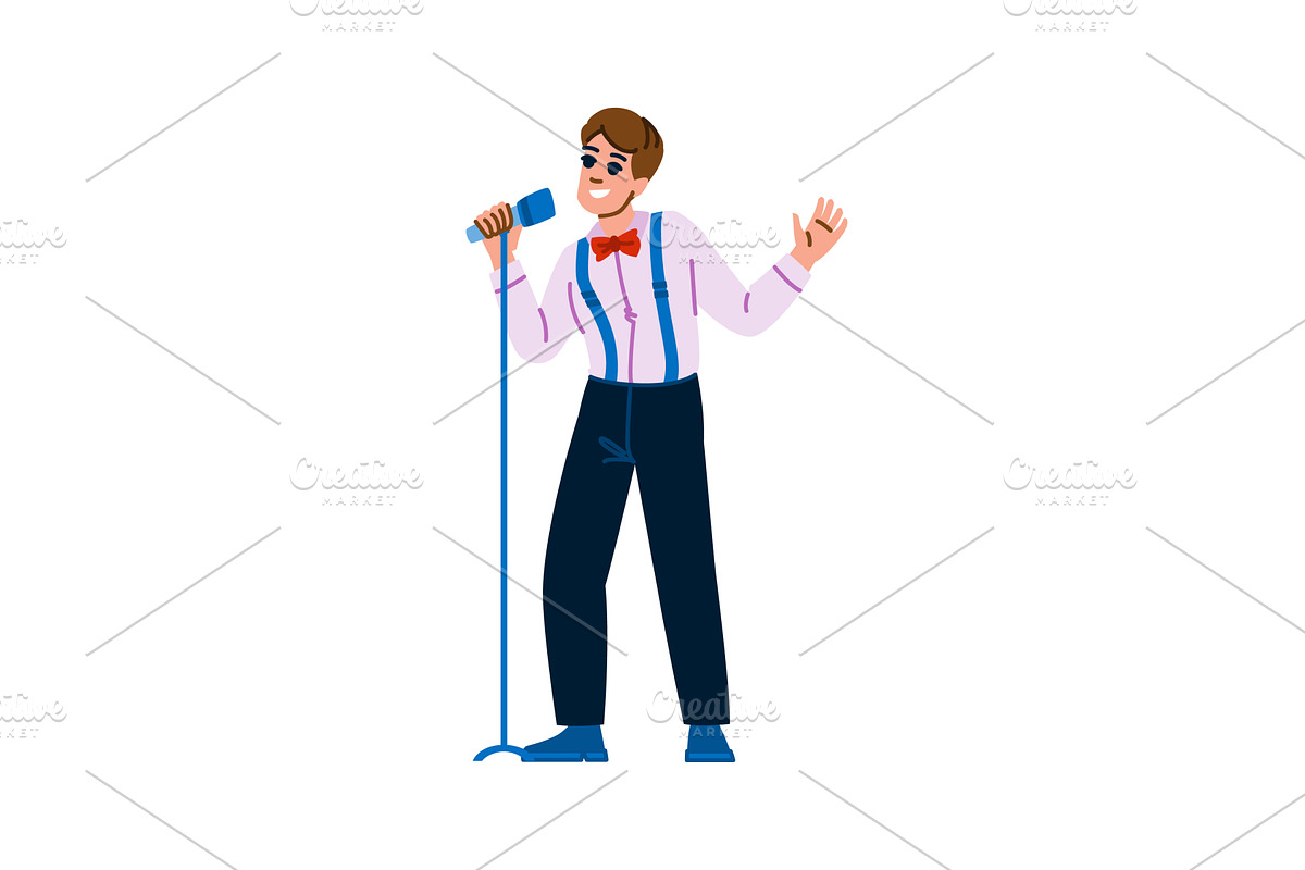 Young stylish singer performing with, a Person Illustration by pikepicture