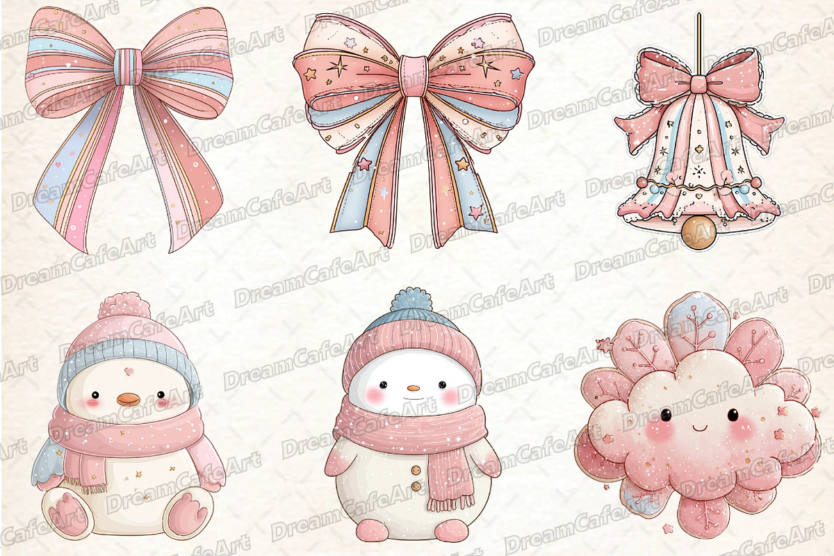 Pastel Kawaii Christmas Clipart, an Illustration by DreamCafeArt (Photo 2 of 8)