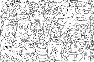 Doodle Monster - Coloring - Outlines