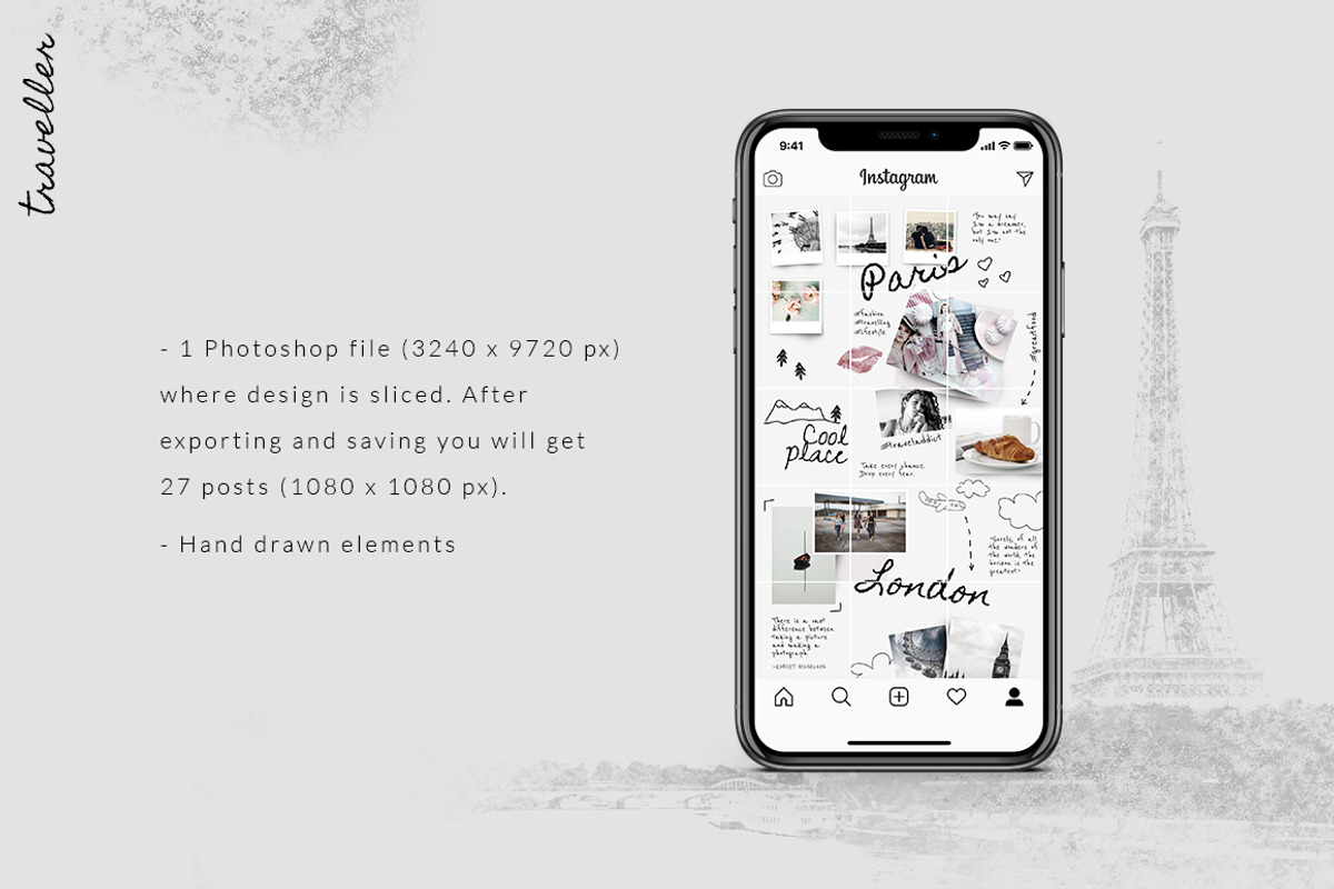 Instagram PUZZLE template -Traveller, a Social Media Template by CreativeFolks (Photo 4 of 5)