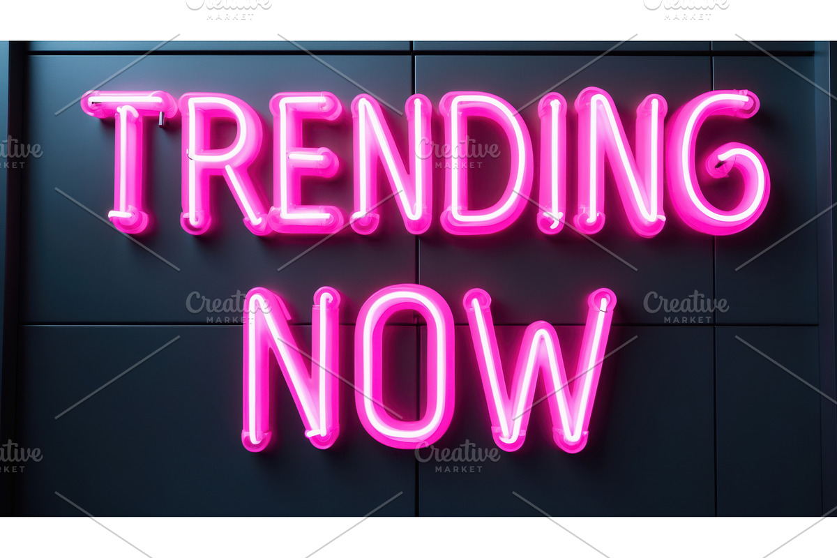 Neon sign with text TRENDING NOW, an Illustration by tilialucida