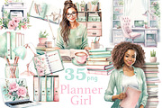Planner Girl Clipart | Boss Babe PNG, a Work Illustration by GlamArtZhanna (Thumbnail 1 of 6)