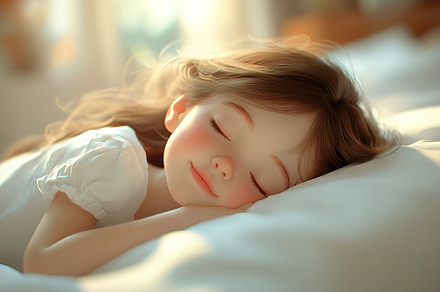 Little child girl sleeps in a crib, a Person Photo by AlyaAnd