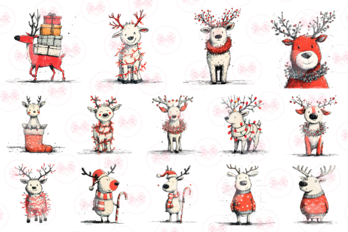 Christmas Reindeer Clipart, an Illustration by Markicha Art (Photo 2 of 5)
