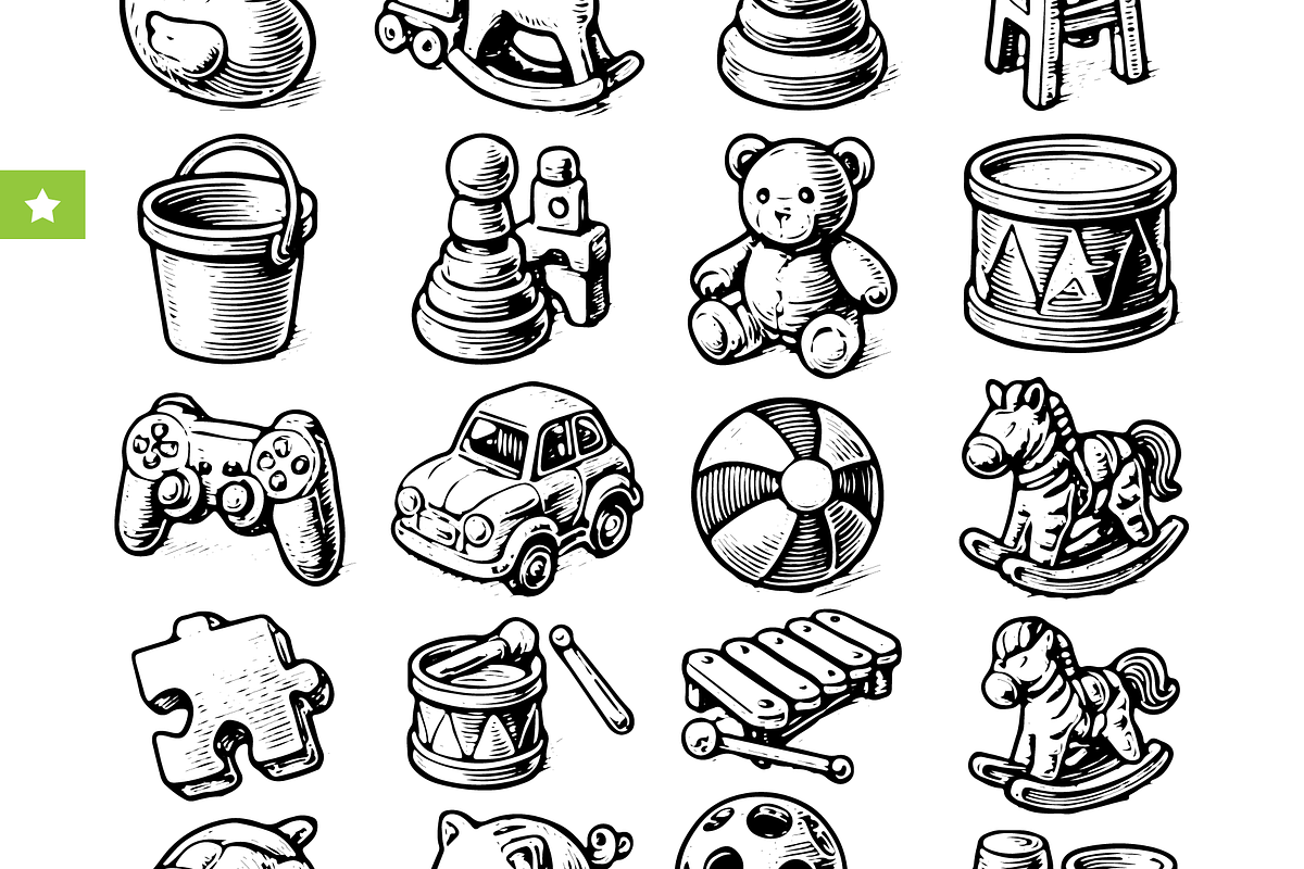 Vintage Baby & Toddler Toys Icons, an Object Graphic by RT Studio (Photo 2 of 3)