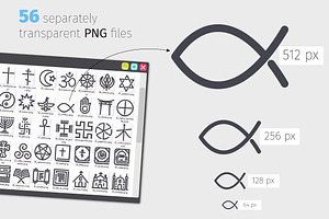 Religion Line Icons Set