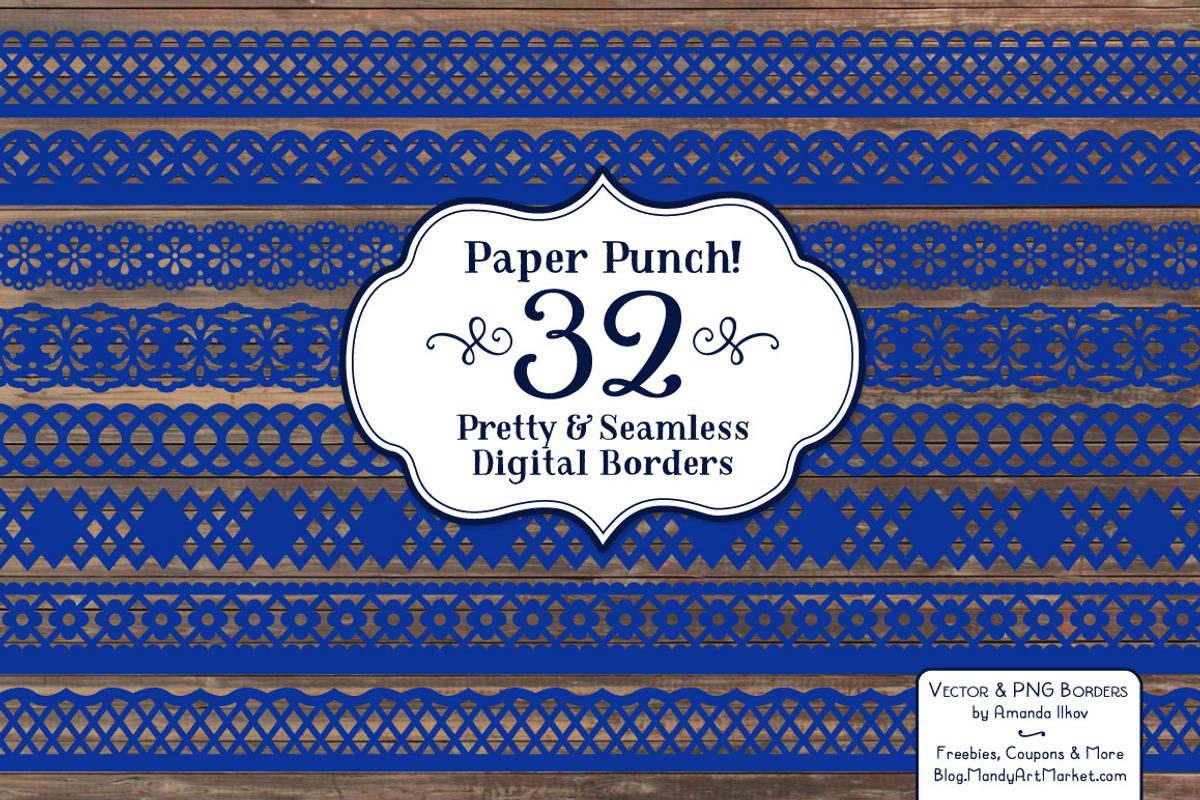 Royal Blue Lace Clipart Borders, an Illustration by Amanda Ilkov (Photo 2 of 5)