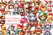 Cute Animal Christmas with Bow Clipa, an Illustration by Designworld (Thumbnail 1 of 5)
