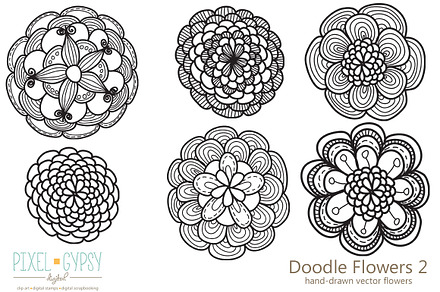 Doodle Flowers 2 Vector
