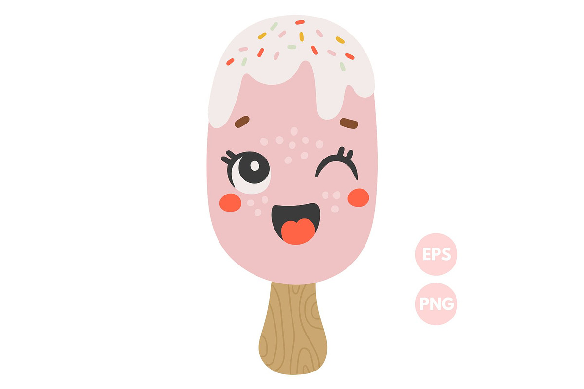 Cute Ice Cream Illustration, a Food Illustration by ⋒DesignECShop⋒ (Photo 1 of 3)