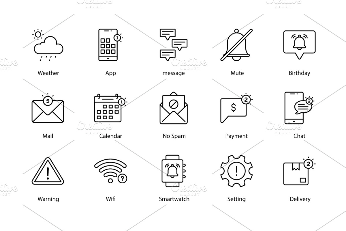 Notifications icons, an Icon by Vector Squad (Photo 3 of 5)
