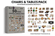 Chairs & Tables Pack – 50 Top View, an Object Graphic by SketchBoyko (Thumbnail 1 of 6)