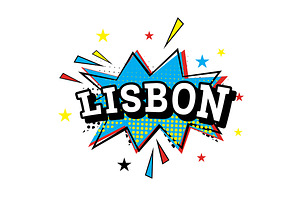 Lisbon. Comic Text In Pop Art Style