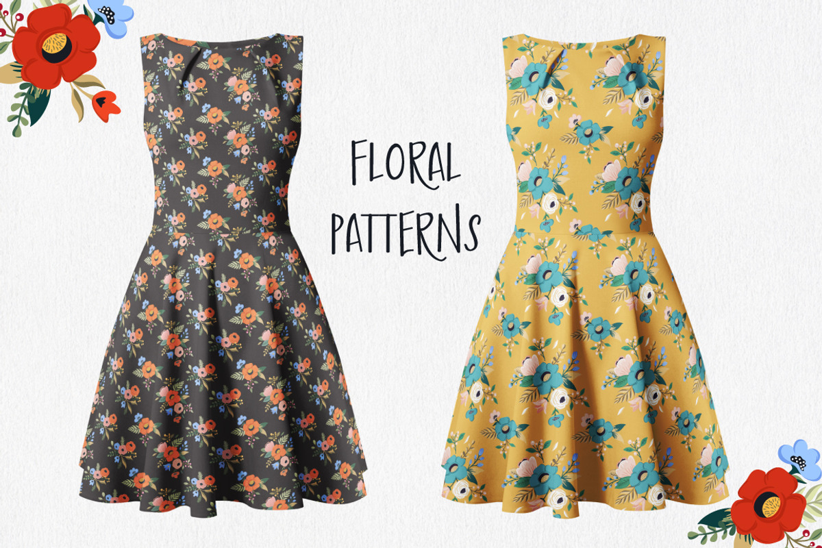Hand Drawn Flower Patterns, a Pattern Graphic by Dasha_D (Photo 2 of 8)