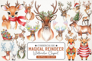 Magical Reindeer Christmas Clipart, an Animal Illustration by RobertsArt