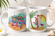 Tropical Cat Characters PNG, a Seasonal Illustration by FaliushViktoriaArtist (Thumbnail 3 of 7)