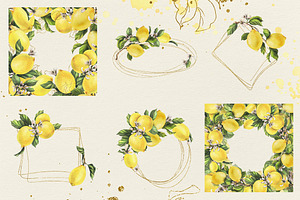 Lemons Sunny Watercolor Clipart