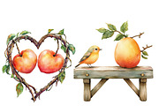 Watercolor Cute Peaches Garden Fruit, an Illustration by Designworld (Thumbnail 6 of 7)
