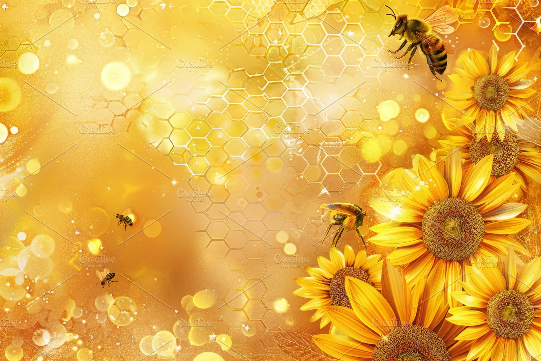 Golden background with honeycomb pat, an Abstract Photo by Pixeness Studio