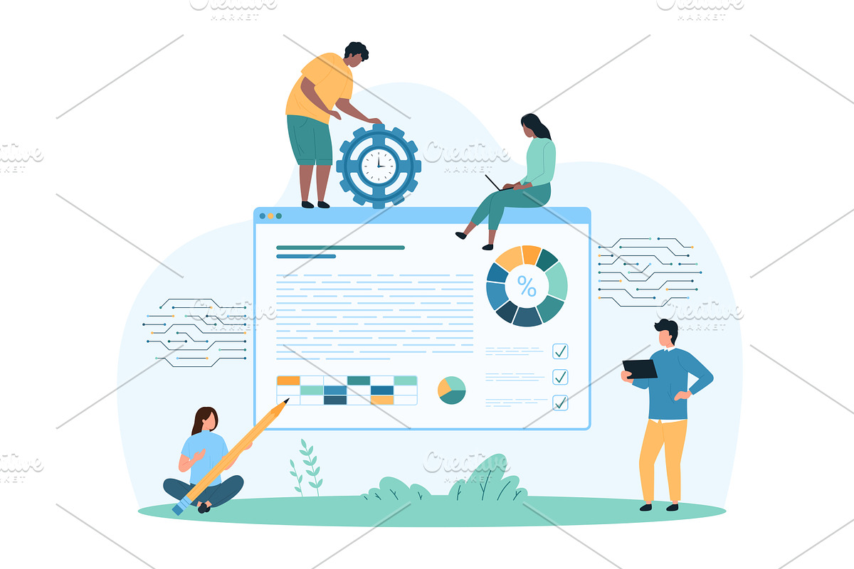 Data integrated AI analytics, a Finance Illustration by Flashvector