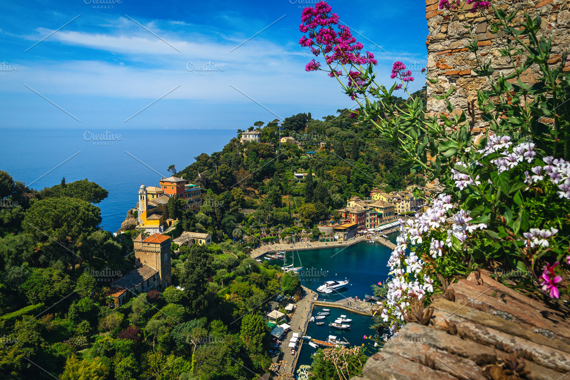 Portofino view from the castle, an Architecture Photo by Alpine Dreams