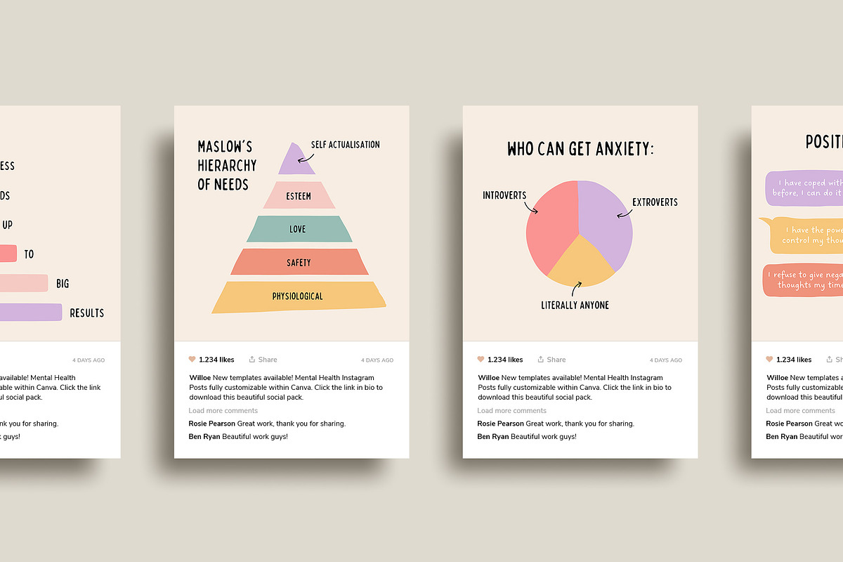 Mental Health Instagram Kit - Canva, a Social Media Template by Willoe Studio (Photo 3 of 12)