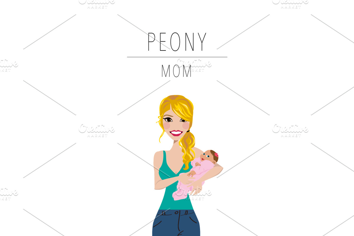 Mom & Baby Portrait Clip Art, a Person Illustration by Lauren Lesley Studio (Photo 24 of 33)