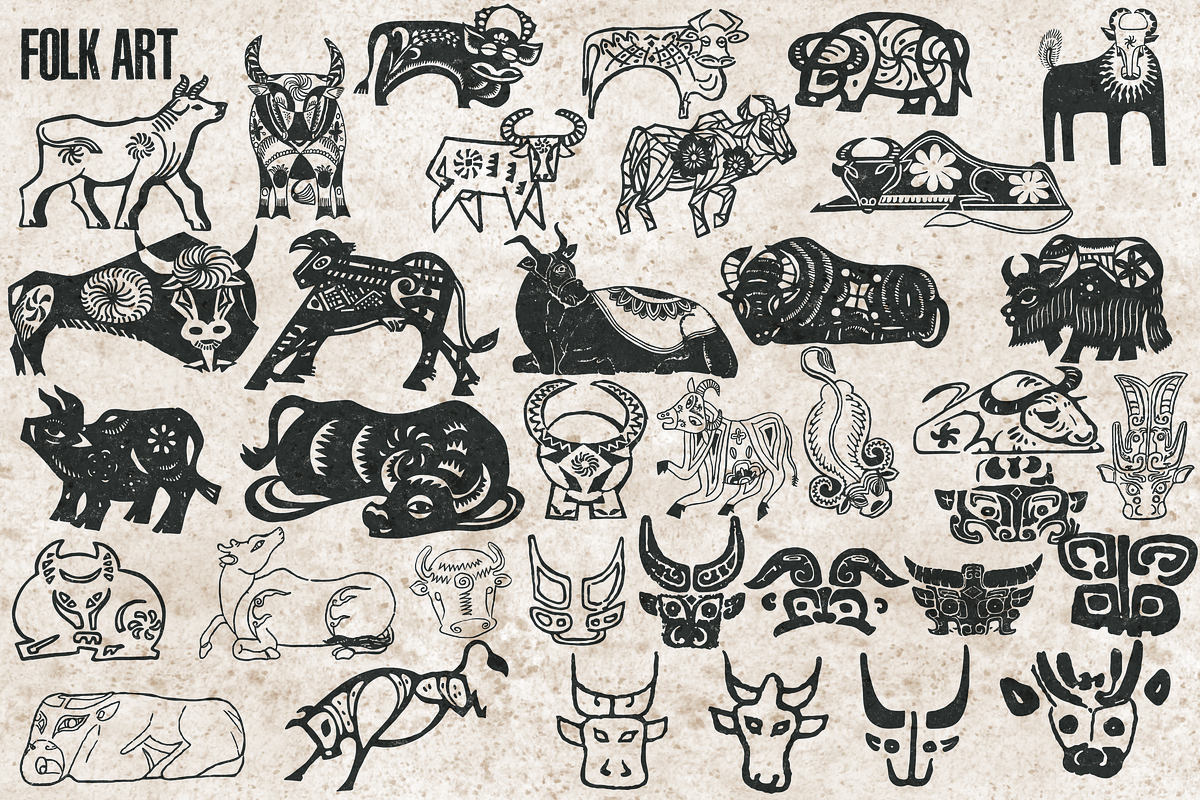 Bull image stamps for Procreate, a Brush Add-On by TheWhiteCatLab (Photo 4 of 6)