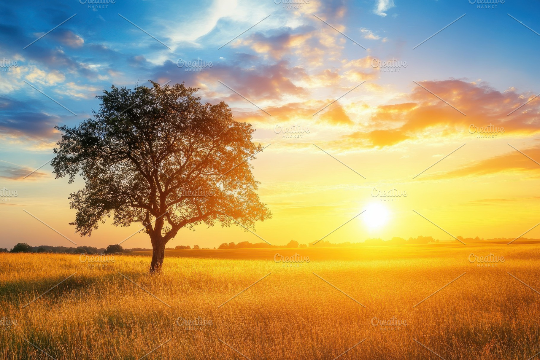 Golden grass meadow with a solitary, a Photo by Iftikhar Alam