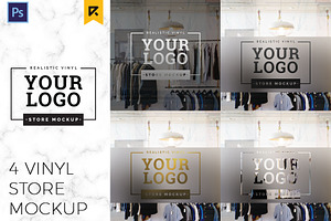4 Storefront Vinyl Logo Mockup