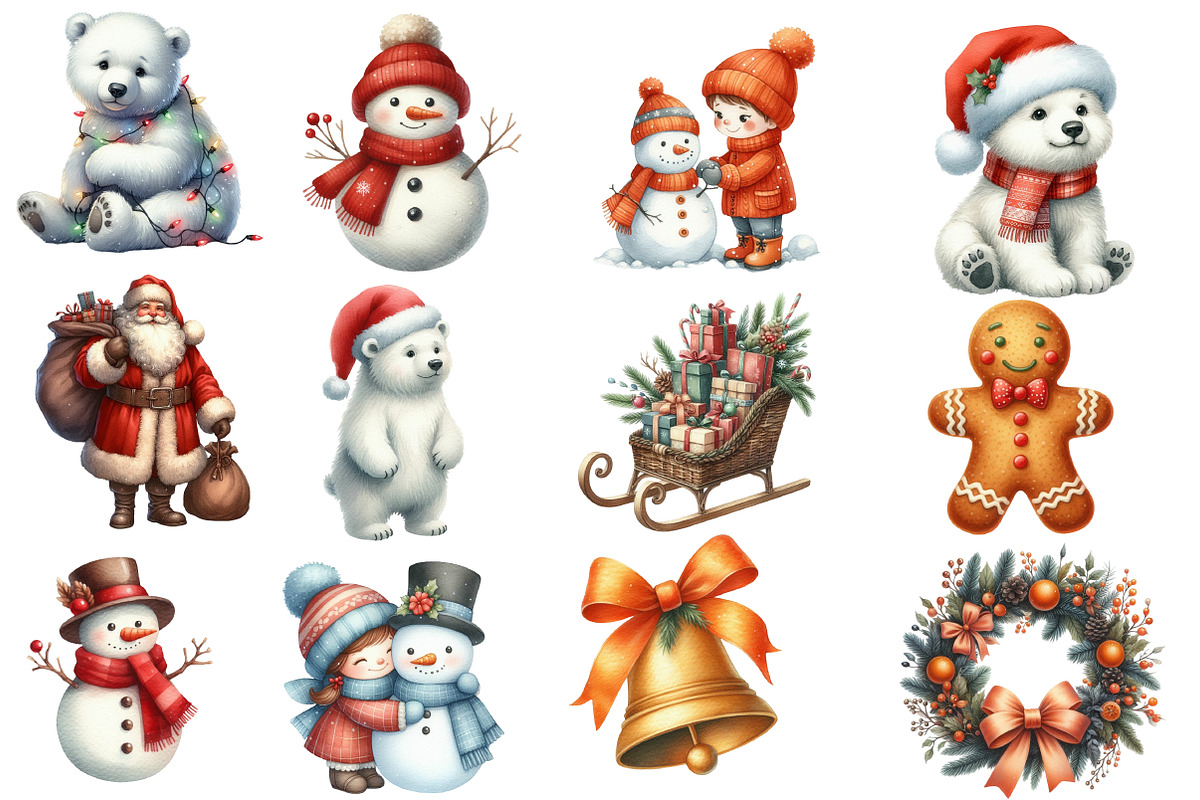 Retro Christmas Clipart, an Illustration by Designworld (Photo 2 of 4)