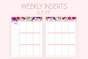 Weekly Planner Inserts 8.5x11 Navy