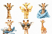 Watercolor Baby Giraffe Clipart, an Illustration by Craft Nest (Thumbnail 2 of 6)