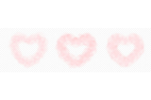 Pink fluffy heart clouds, an Illustration by Andrey Yaroslavtsev
