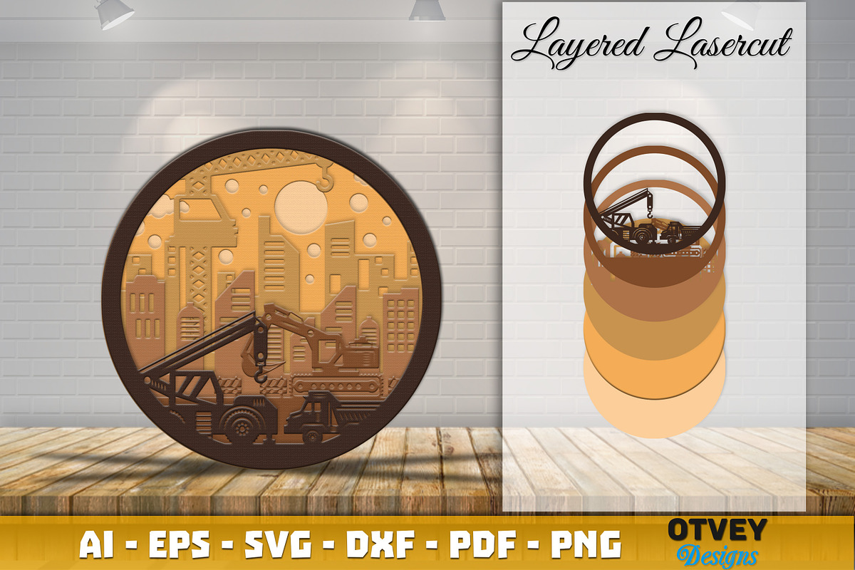 Construction Scene Layered Lasercut, a Graphic by OTVEY DESIGN (Photo 6 of 7)