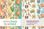 Retro Back to School Seamless Patter, a Pattern Graphic by TheClipAtelier (Thumbnail 1 of 4)
