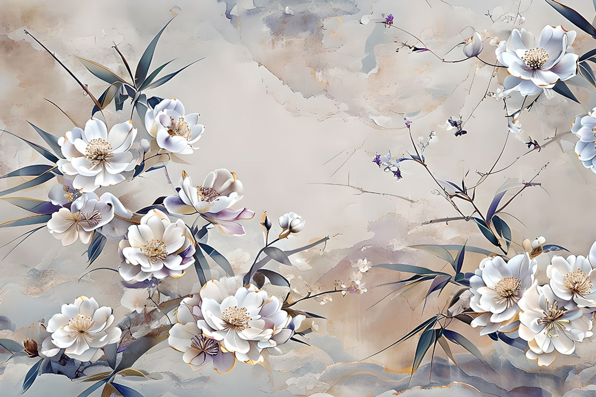 White blooming flowers illustration, an Illustration by Liubovi Samoilova SHOP