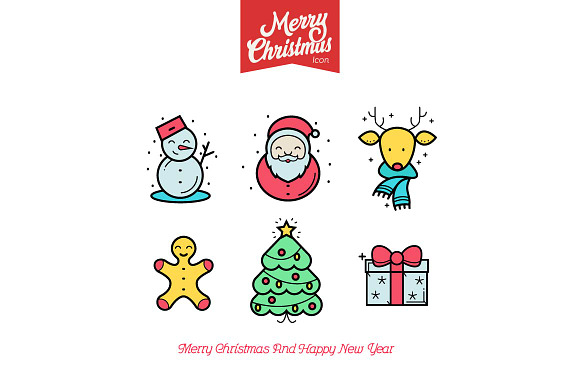 Christmas Icons In 3 Different Style