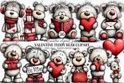 Valentine Teddy Bear Clipart Bundle, an Illustration by Canvas Craft (Thumbnail 1 of 6)