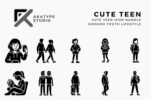 Cute Teen Icon, a Solid Icon by Akatype Studio