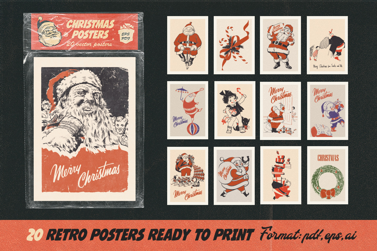 Retro Christmas Design Kit, a Seasonal Illustration by Retro Machine (Photo 2 of 17)