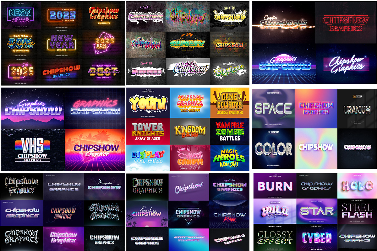 Photoshop Text effects Bundle, a Layer Style Add-On by Chipshpow Graphics (Photo 6 of 7)